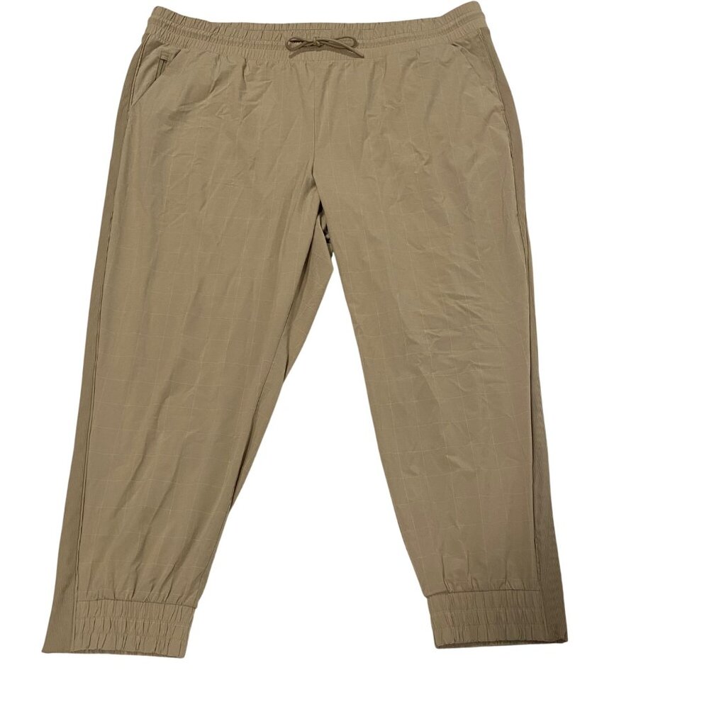 Athleta Brooklyn Textured‎ Jogger Windowpane Silt Taupe Size 24